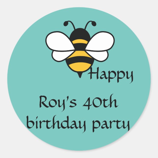 Sticker Rond Abee Happy texte modifiable (Devant)