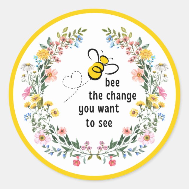 Sticker Rond Abee the Change Inspirational (Devant)