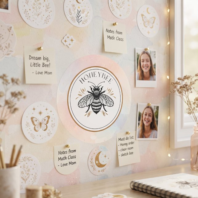 Sticker Rond Abeille à miel (Créateur téléchargé)