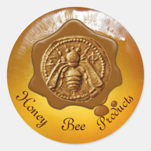 STICKER ROND ABEILLE À MIEL / APICULTEUR APICULTURE SCEAU DE CI