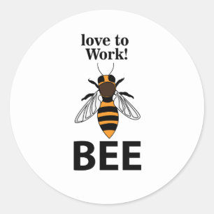 Sticker Rond Abeille Aimer Travailler Abeille