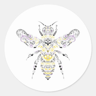 Sticker Rond abeille au miel