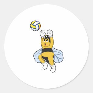 Sticker Rond Abeille au sport de volley-ball