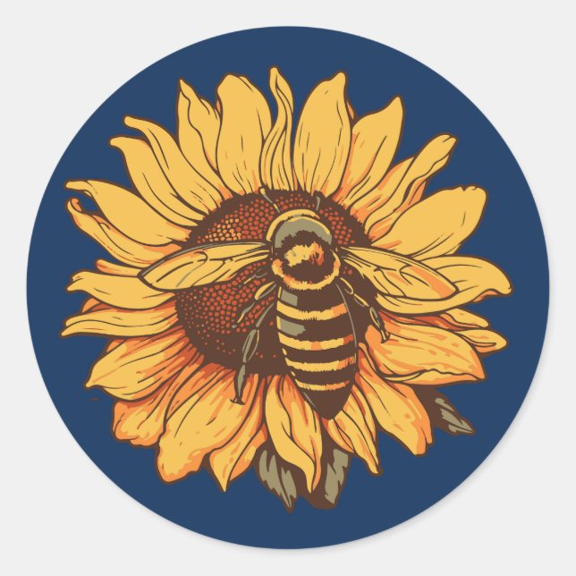 Sticker Rond Abeille au tournesol (Devant)
