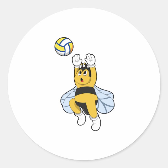 Sticker Rond Abeille aux sports de volley-ball (Devant)