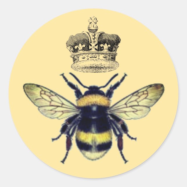 Sticker Rond Abeille avec couronne | Apiary | Miel (Devant)