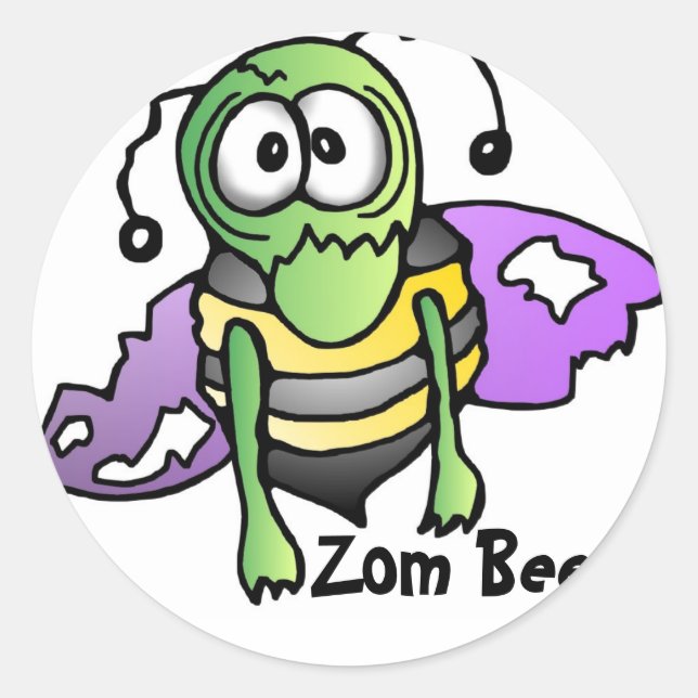 Sticker Rond Abeille bee bees autocollantes zombi (Devant)