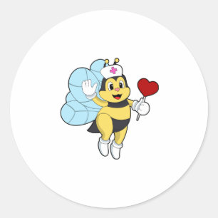 Sticker Rond Abeille comme infirmière avec coeur.PNG