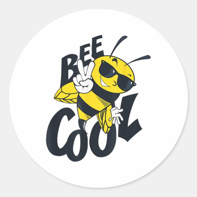 Sticker Rond Abeille Cool Design Mords peluches De l'environnem (Devant)