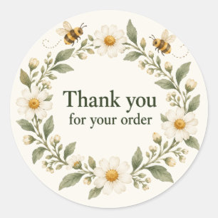 Sticker Rond Abeille Daisy Merci pour votre commande