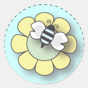Sticker Rond Abeille de bébé dans le bleu