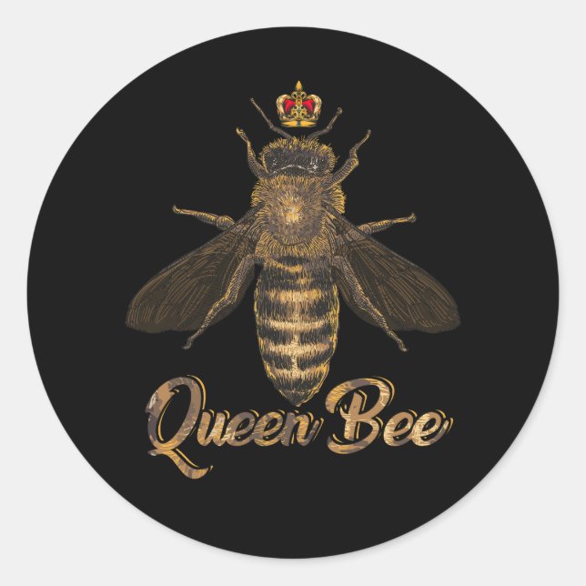 Sticker Rond Abeille de la Reine de la Couronne de l'apiculture (Devant)