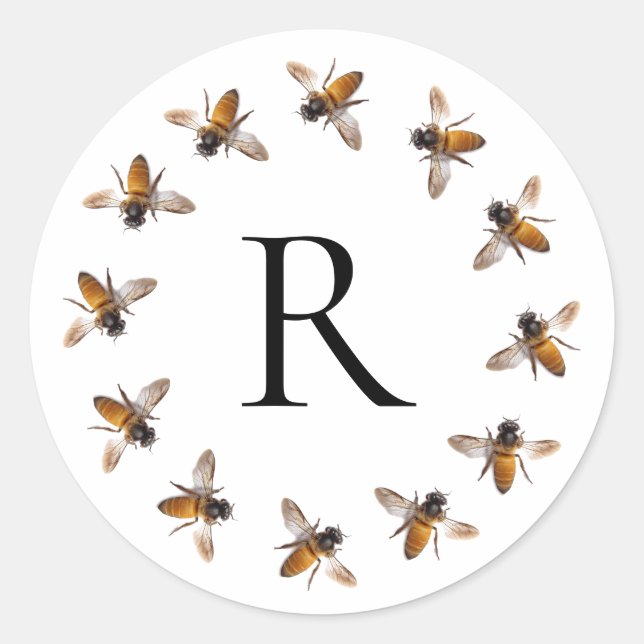 Sticker Rond Abeille de miel, abeille, abeille, insecte (Devant)