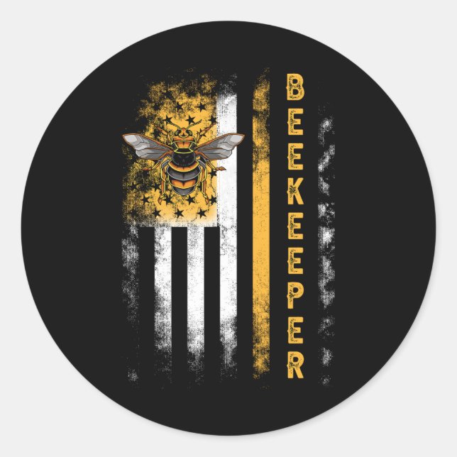 Sticker Rond Abeille de miel apiculture Hive apiculteur États-U (Devant)