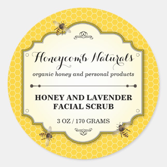 Sticker Rond Abeille de miel artisanale (Devant)