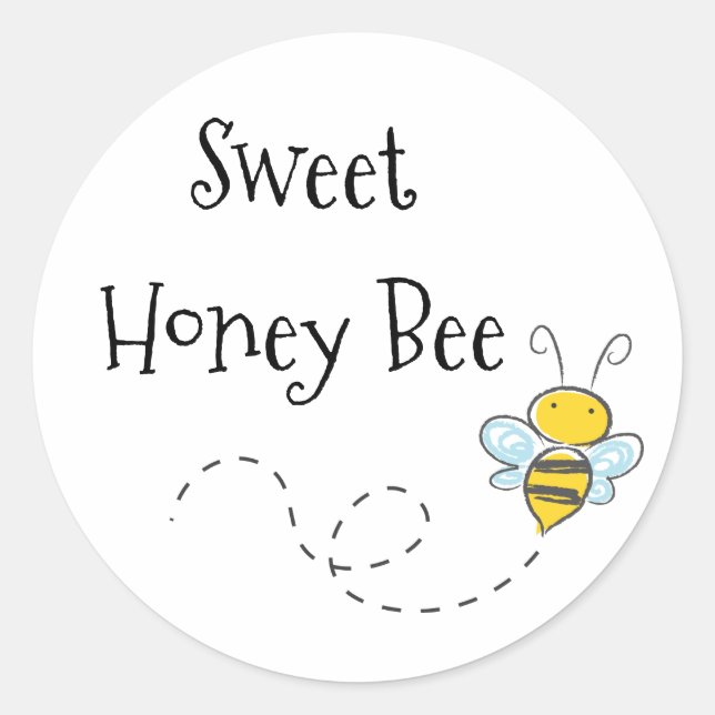 Sticker Rond Abeille de miel douce (Devant)