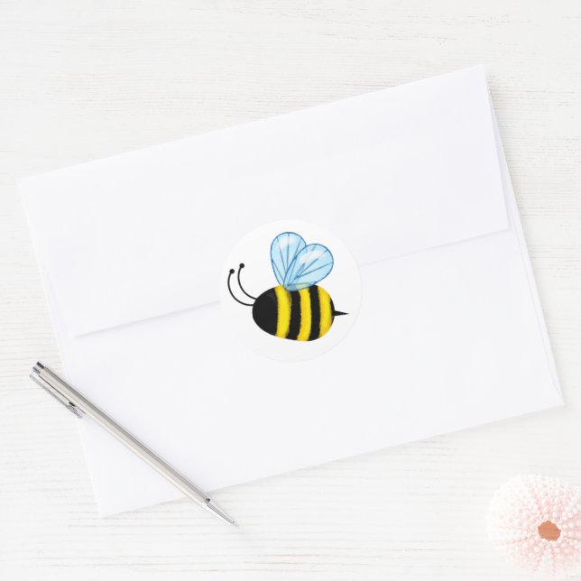 Sticker Rond Abeille de miel volante mignonne (Enveloppe)