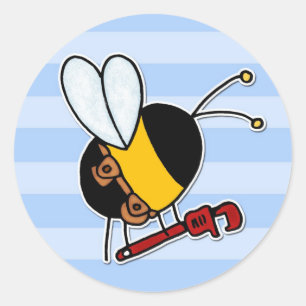 Sticker Rond abeille de travailleur - plombier