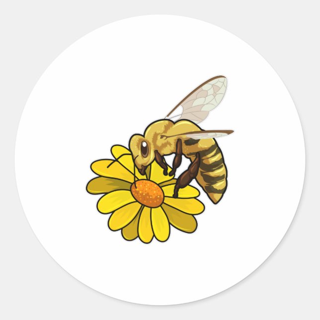 Sticker Rond Abeille en fleurs (Devant)