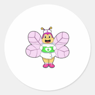 Sticker Rond Abeille en tant qu'infirmière avec trousse First a