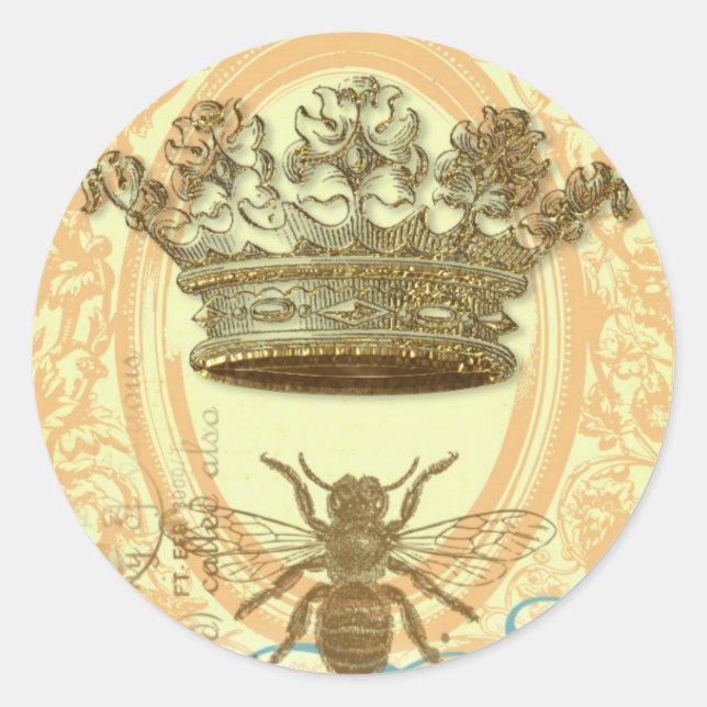 Sticker Rond Abeille et Couronne (Devant)