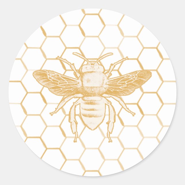 Sticker Rond Abeille et Motif Golden Honeycomb 2 (Devant)