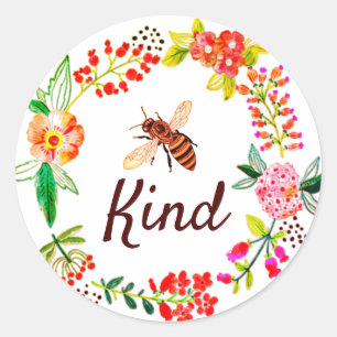 Sticker Rond Abeille fleurie