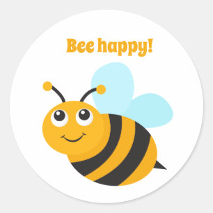 Sticker Rond Abeille heureuse