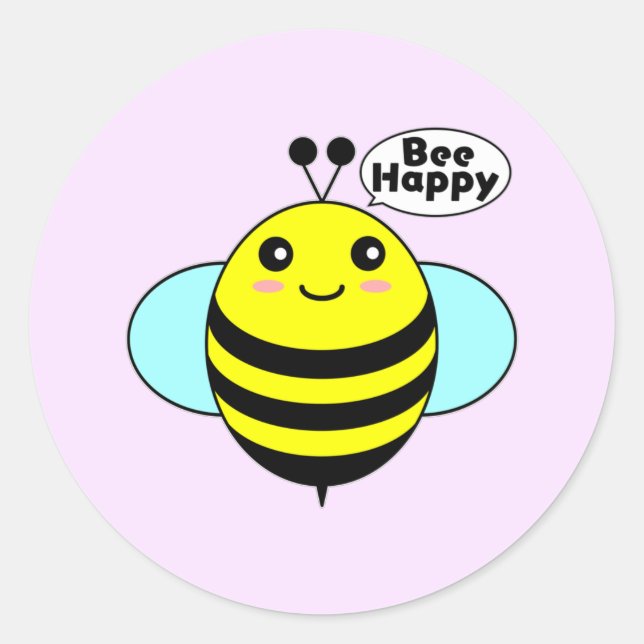 Sticker Rond Abeille Heureuse 2 (Devant)