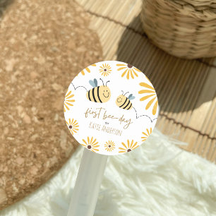 Sticker Rond Abeille jaune mignonne et tournesol premier jour d