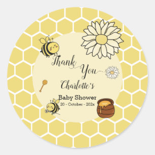 Sticker Rond Abeille mignonne au Baby shower de miel sucré