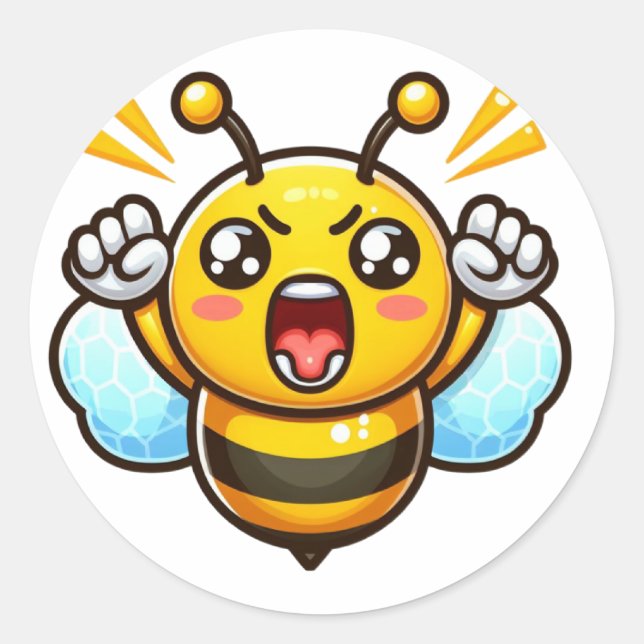 Sticker Rond Abeille mûre en colère (Devant)
