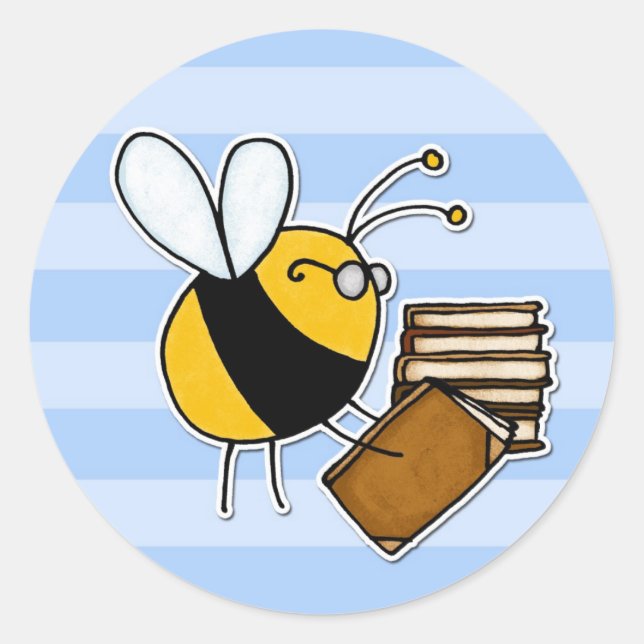 Sticker Rond abeille ouvrière - bibliothécaire (Devant)
