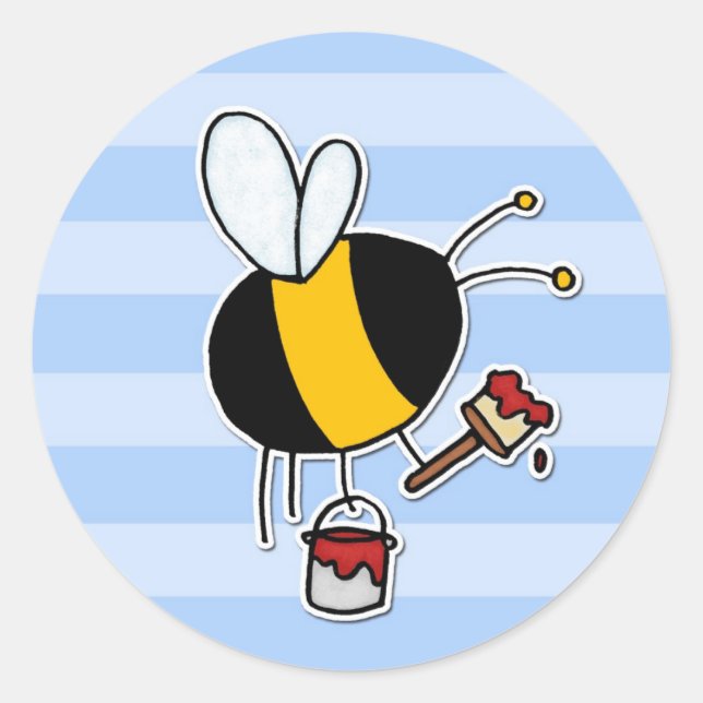 Sticker Rond abeille ouvrière - peintre (Devant)
