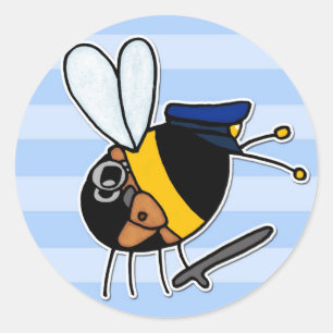 Sticker Rond abeille ouvrière - policier