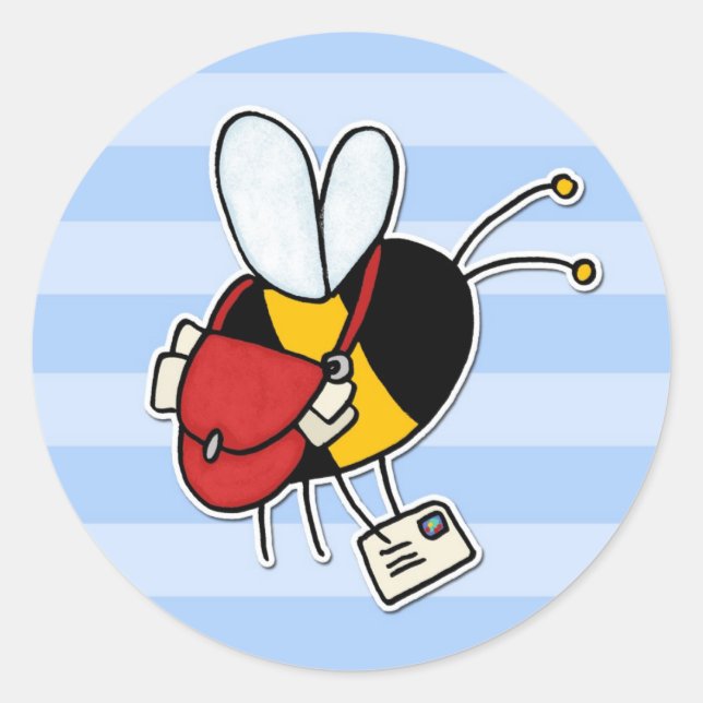 Sticker Rond abeille ouvrière - travailleur postal (Devant)