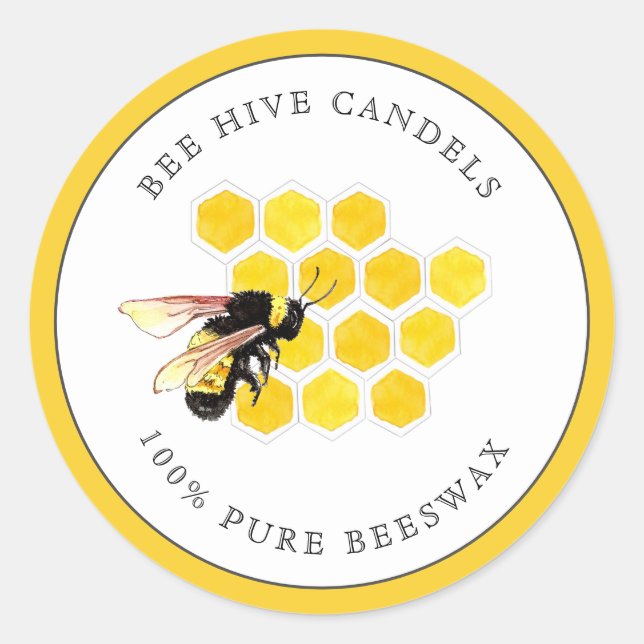 Sticker Rond Abeille & Rayon De Miel   (Devant)