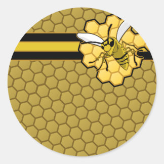 Sticker Rond Abeille S'Éloigne De Honeycomb