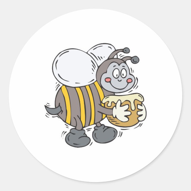 Sticker Rond abeille serrant le miel (Devant)