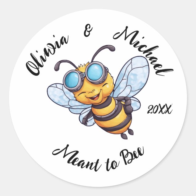 Sticker Rond Abeille sur pots de miel (Devant)