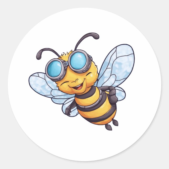 Sticker Rond Abeille sur pots de miel (Devant)