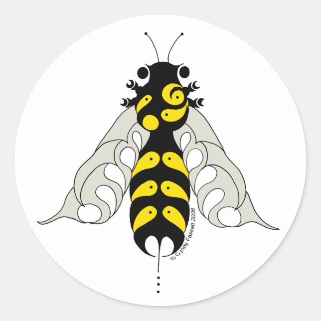 Sticker Rond abeille tribale (Devant)