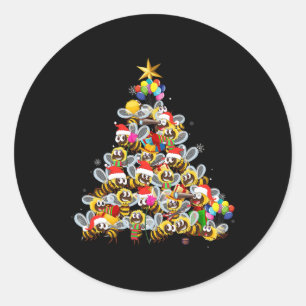 Sticker Rond Abeilles Arbre de Noël Chandail Noël Cadeaux Pour