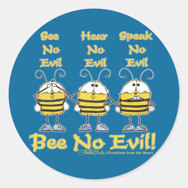 Sticker Rond Abeilles "Bee No Evil" (Devant)