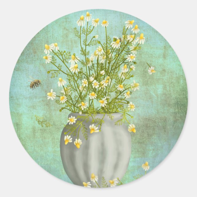 Sticker Rond Abeilles et Camomiles (Devant)