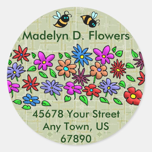 Sticker Rond Abeilles et fleurs (Devant)