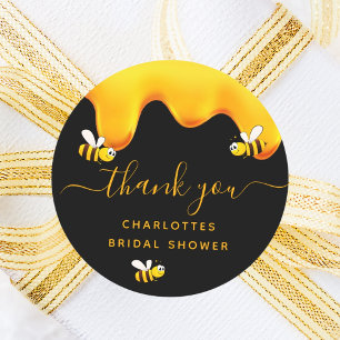 Sticker Rond Abeilles noires de miel doux shower de mariage