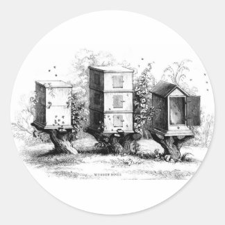 Sticker Rond Abeilles vintages abeilles ruche