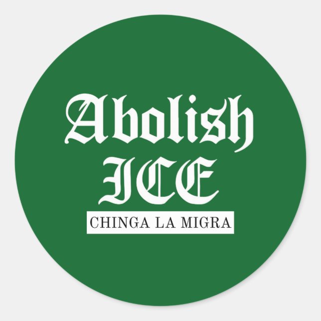 Sticker Rond Abolir ICE – Déclaration de protestation gothique (Devant)