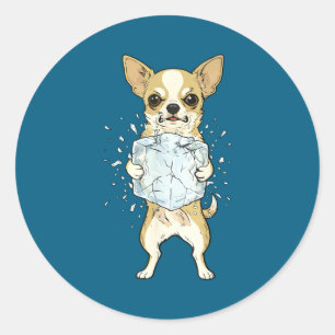 Sticker Rond Abolir la glace drôle de chihuahua pas de glace ch